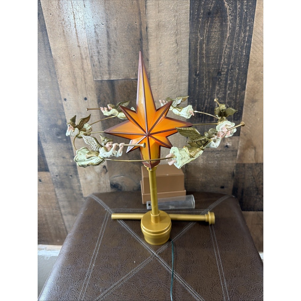 Vtg 2001 Mr. Christmas Floating Animated Angel Star Tree Top ~Works Read Broken